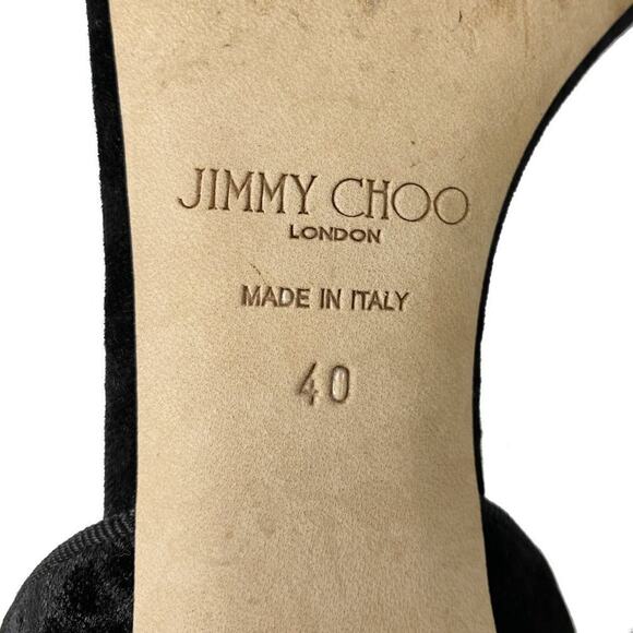Jimmy Choo Molly 85 Sandals Black Crushed Velvet Heels Size 40 with Box - Picture 6 of 9